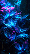 無料ダウンロード！ネオンに光る幻想植物のスマホ壁紙｜高品質フリー背景