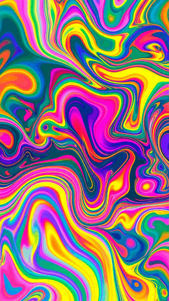 Abstract background illustration of a psychedelic marble pattern with a mixture of fluorescent pink, yellow, green, blue, etc. (free material for commercial use OK)