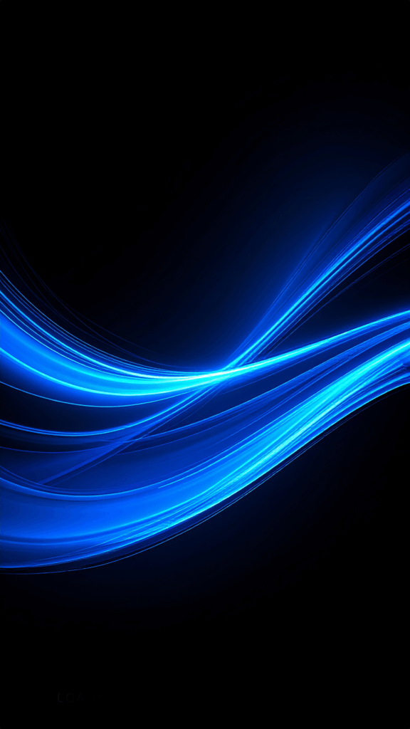 A stylish abstract background illustration with vivid blue light lines flowing like waves on a black background (free material that can be used commercially)