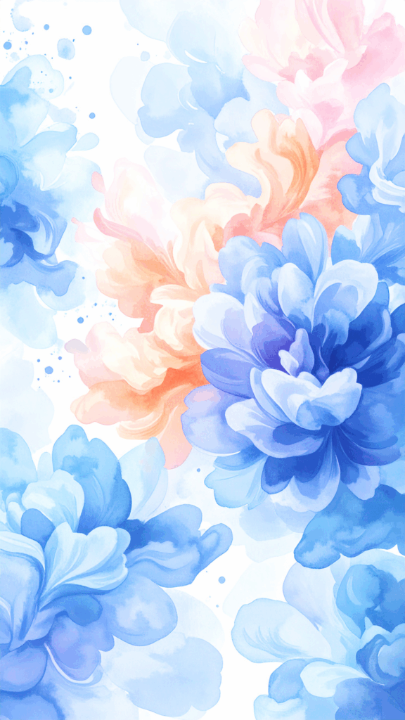 An impressive background material featuring flowers in pale, soft colors that look like they were painted with watercolor paints.