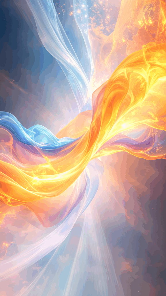 An abstract background illustration like a shining aura with blue and orange as the center, a high-quality free material that is perfect for smartphone wallpapers.
