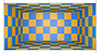 白枠｜奥行き｜青と黄パターン｜チェック模様 - バックグラウンド｜フリー素材 - 4Kサイズ：4,096×2,160ピクセル