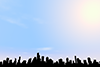 Skyscraper ｜ Sun ｜ Sky ｜ Silhouette ――Background ｜ Free material ――Image size: 3,000 × 2,000 pixels