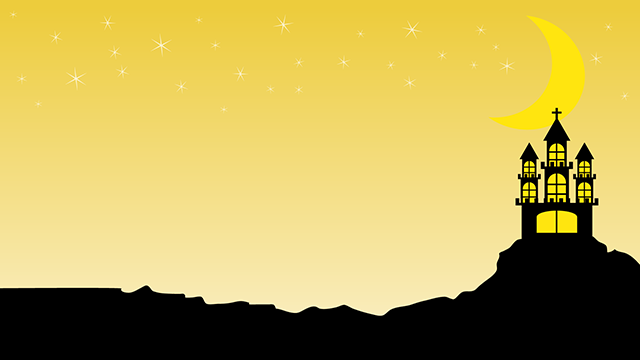 夜空｜城｜月 - バックグラウンド/写真/壁紙/デスクトップピクチャ/無料背景 - フルHDサイズ：1,920×1,080ピクセル