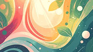 Abstract modern design background with beautiful green and orange gradients and plant motifs