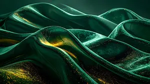 一面に広がる瑞々しい苔の絨毯を接写し、小さな光が灯る幻想的なイラスト