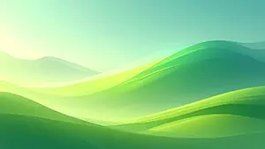 Simple landscape of hills with overlapping soft light and green gradients like morning mist