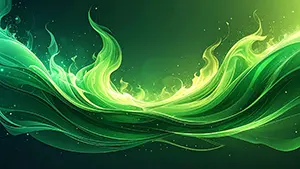 闇の中に浮かび上がる、流れるような緑(+G46)と黄色の光の曲線