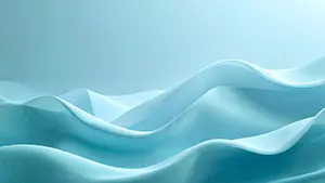 水色と淡い緑が布のひだのように優しく波打つ、滑らかでシンプルなグラデーション背景。