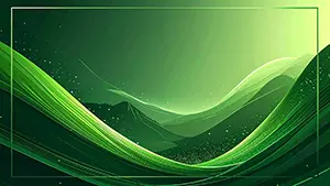 深緑のグラデーションに白い光の粒子が舞う、流線型を強調した背景イラスト