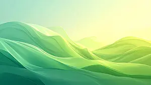 暗い背景に緑色の煙が波打ちながら広がり、中心に強い光が灯る幻想的なイラスト