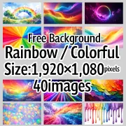 Thumbnail introducing a curated selection of 40 rainbow and colorful free background materials. A collection of 1920x1080 nature and abstract illustration wallpapers, free for commercial use.