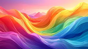 Smooth and vivid abstract background with rainbow curves overlapping like mountains