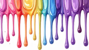 Design of vivid rainbow paint or liquid dripping from the top