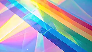 Rainbow background with geometric patterns formed by light refracted through a glass prism