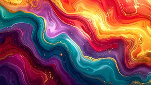 赤や紫や青緑の鮮やかなマーブル模様の中に金色のラインが流れている高級感のある背景