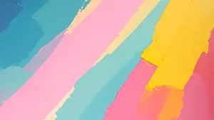 ピンクや水色や黄色のパステルカラーの絵の具が太い筆で塗られたようなカラフルなペイント背景