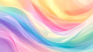 ピンクや水色や黄色の淡いパステルカラーが滑らかに波打っている抽象的なデザイン背景