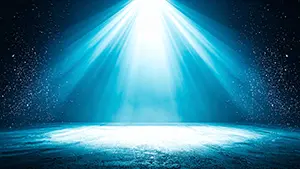 Hopeful background illustration with a bright cyan blue spotlight spreading radially to illuminate the floor